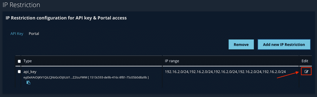 Edit IP Restriction